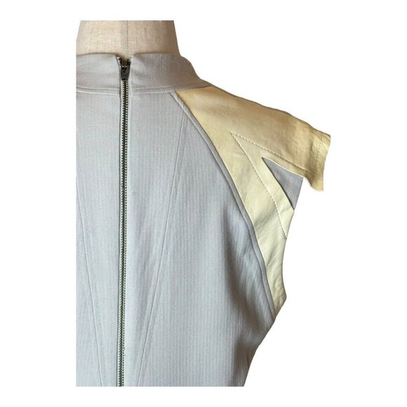 Helmut Lang Dress‎ Women 10 Gray Cream Blistered Leather Panel Sheath Mini - Picture 8 of 13